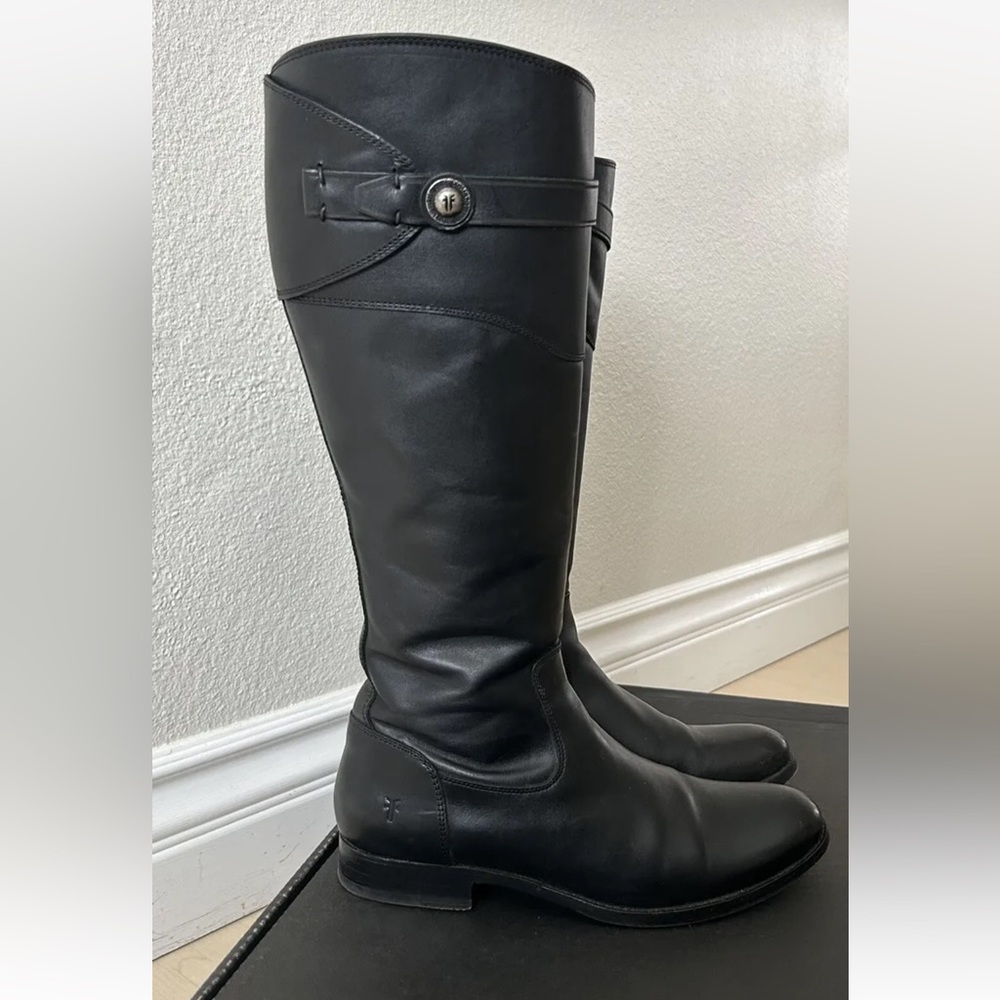 Frye Women's Leather Molly Button  Riding Boots Black With Box Sz 7.5